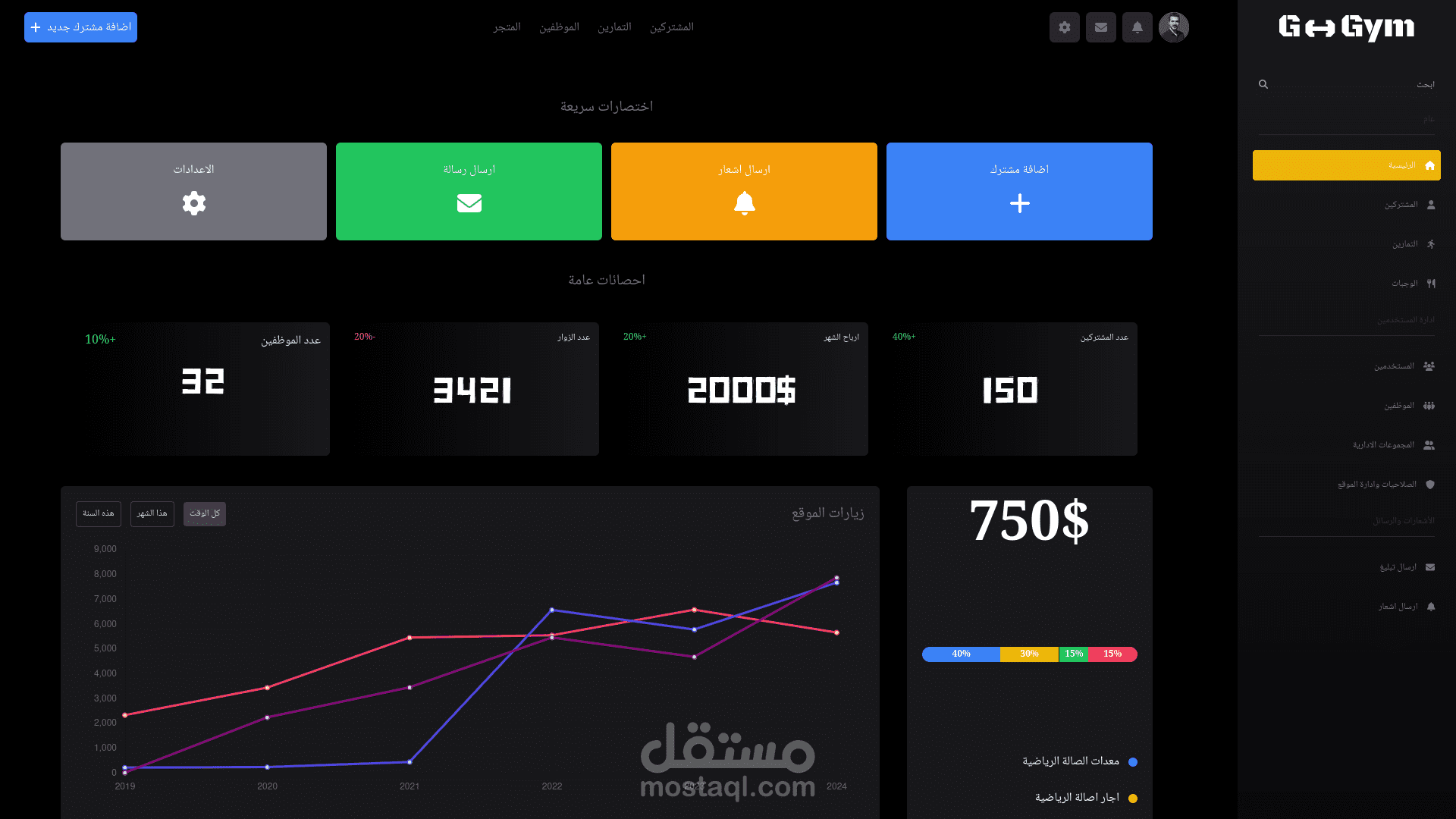 موقع و نظام ادارة الصالات الرياضية