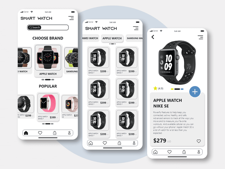 ٍSmart watch Mobile App UI Design