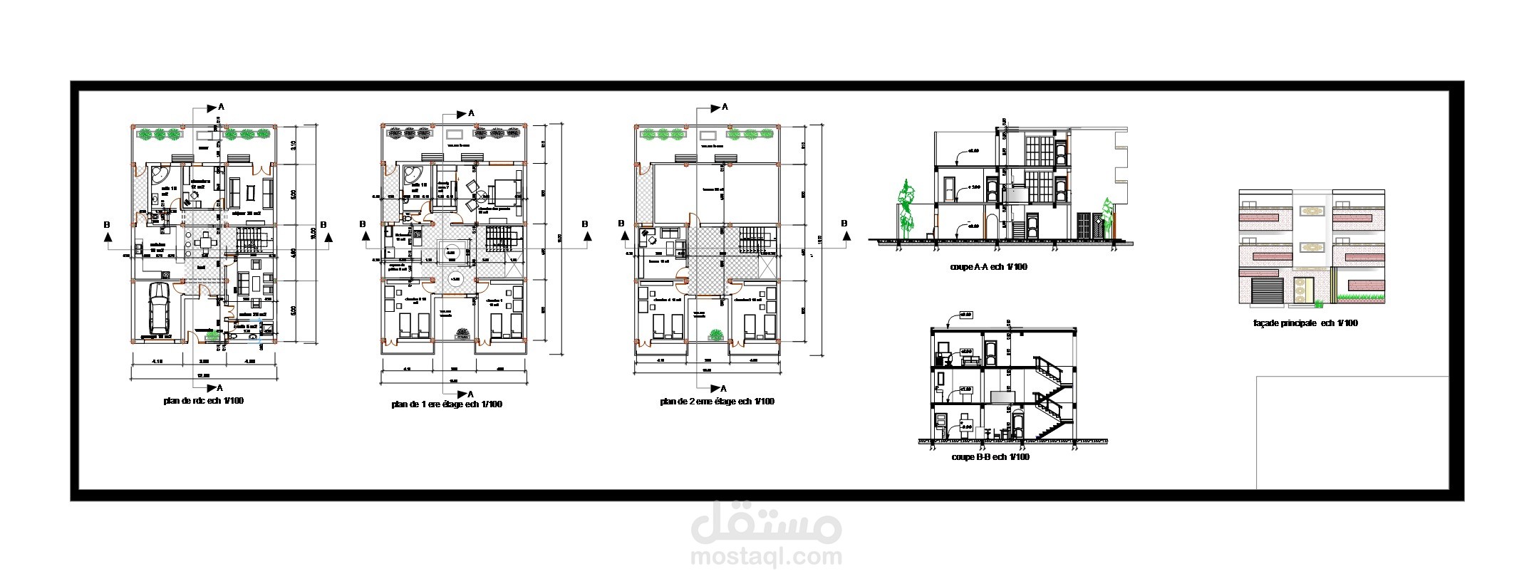 تصميم مخططات الهندسة المعمارية لمختلف المباني  (منزل _مقهى _ فيلا....الخ )