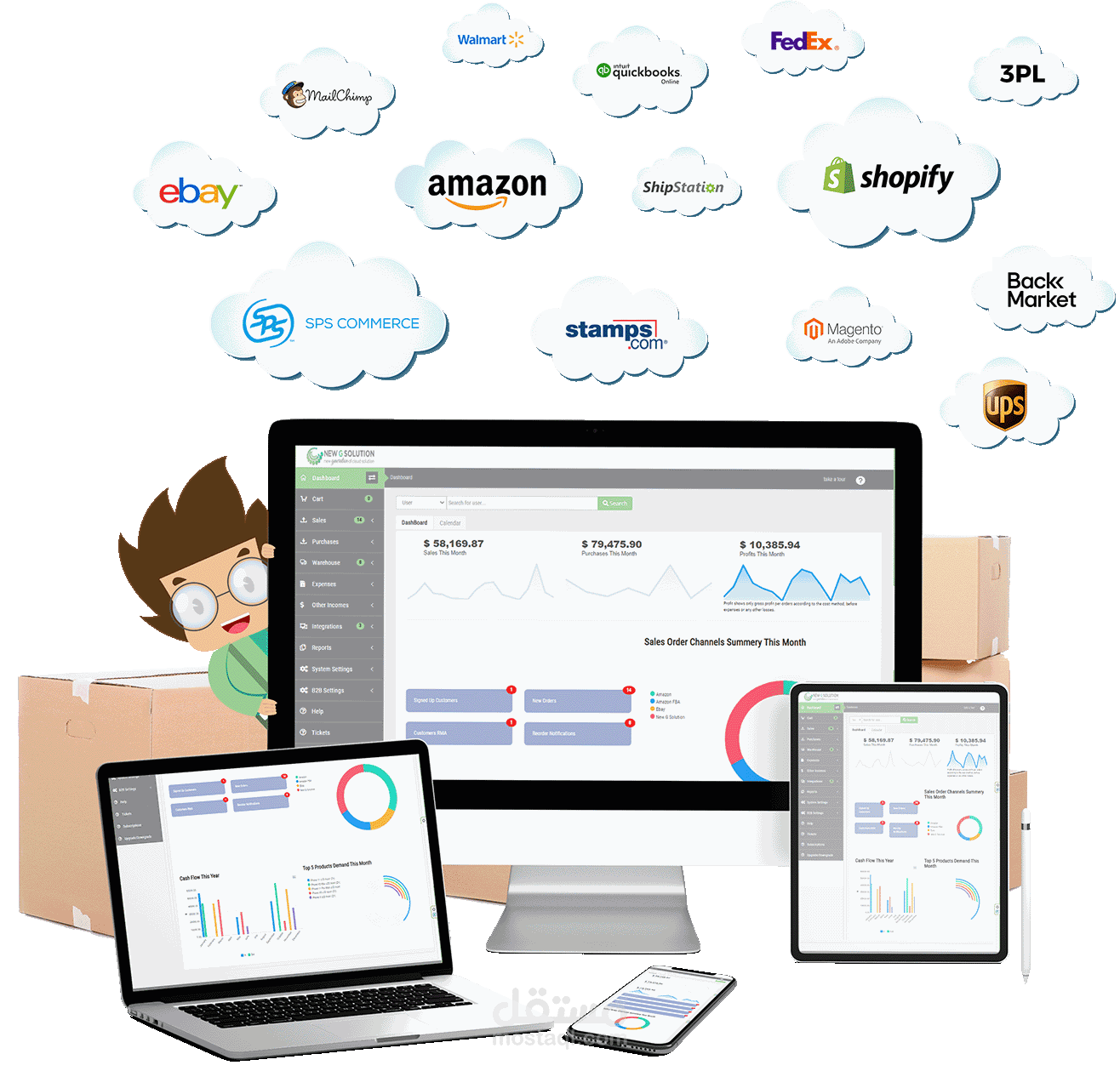 تطوير نظام ERP متكامل لإدارة الطلبات والمخزون – New G Solution