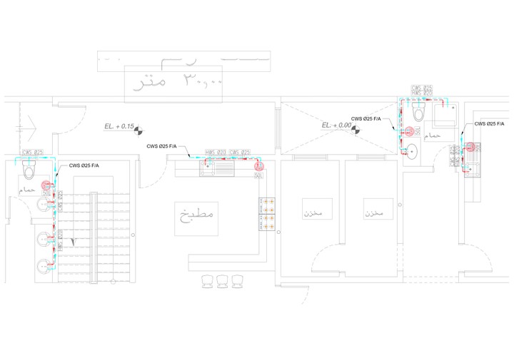 تصميم مخططات تغذية المياه لفيلا سكنية - الرياض