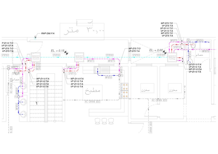 تصميم مخططات الصرف الصحي لفيلا سكنية - الرياض