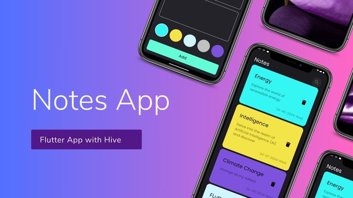 تطبيق المذكرات - تطوير باستخدام Flutter ومكتبة Hive