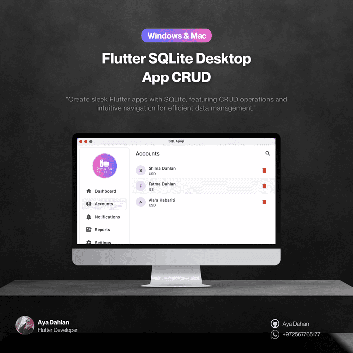 تطبيق سطح مكتب Flutter مع SQLite - تنفيذ CRUD كامل مع خاصية البحث