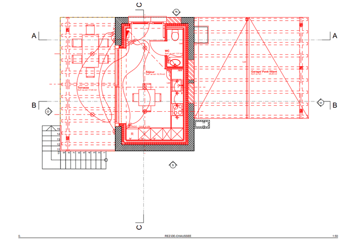 مخطط توزيع الانارة لمشروع ترميم و تصميم داخلي لمنزل ريفي بسويسرا