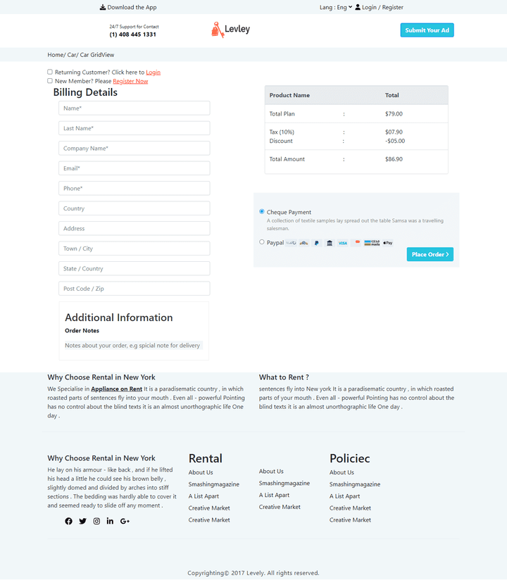LevleyRental MultipurposeTemplate