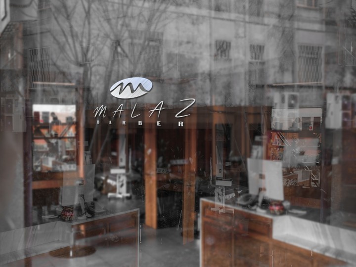 Logo Mockup on Barber shop Glass Wall