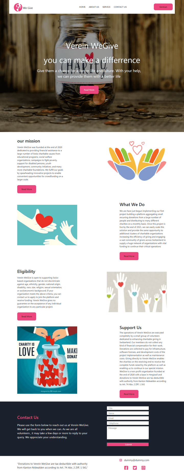 design of responsive charity organization web