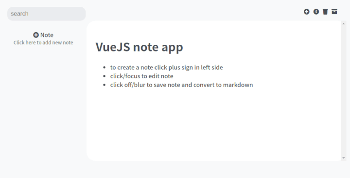 VueJS note app