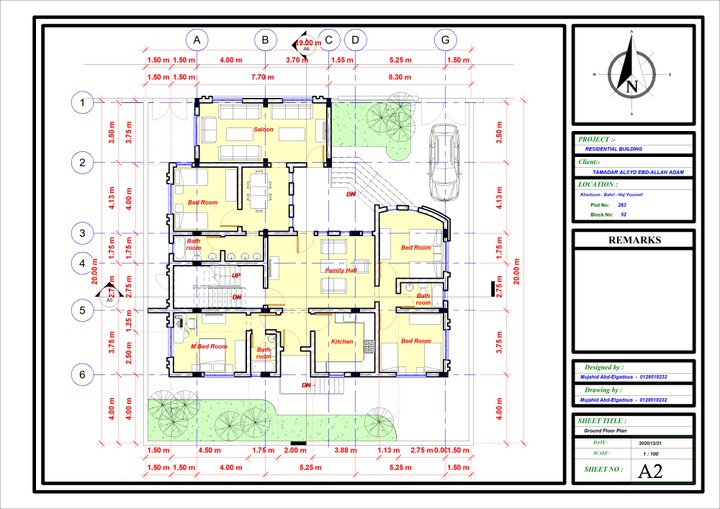 تصميم معماري لمبنى سكني في مساحة 380 متر مربع