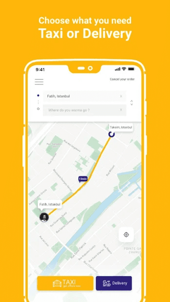 تطبيق طلب توصيل مشابه لـ uber / Glovo