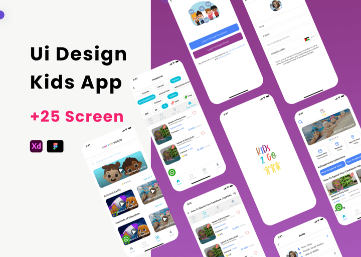 تصميم واجهة المستخدم لتطبيق أطفال باستخدام برنامج فيجما (Kids app ui design )