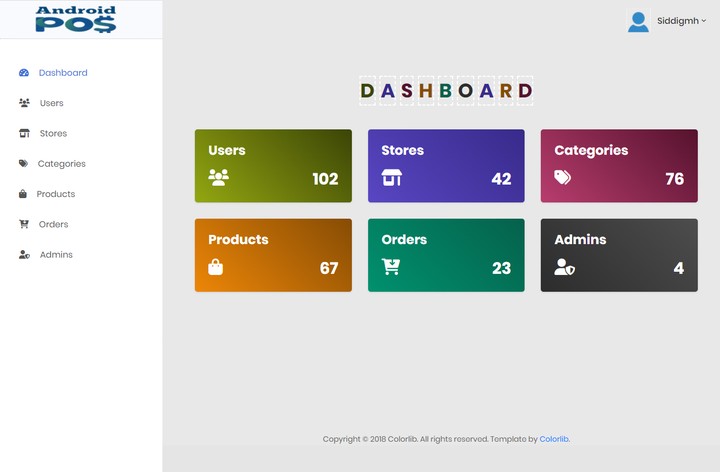 نظام نقطة مبيعات API POS + admin panel