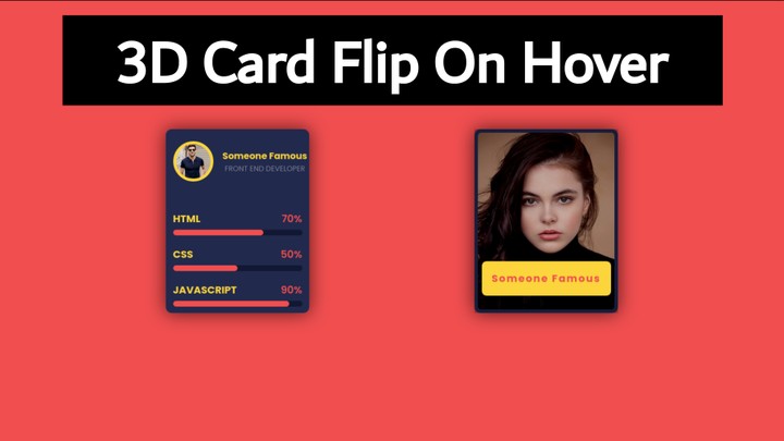 3D Flip Card On Hover | HTML & CSS & JavaScript