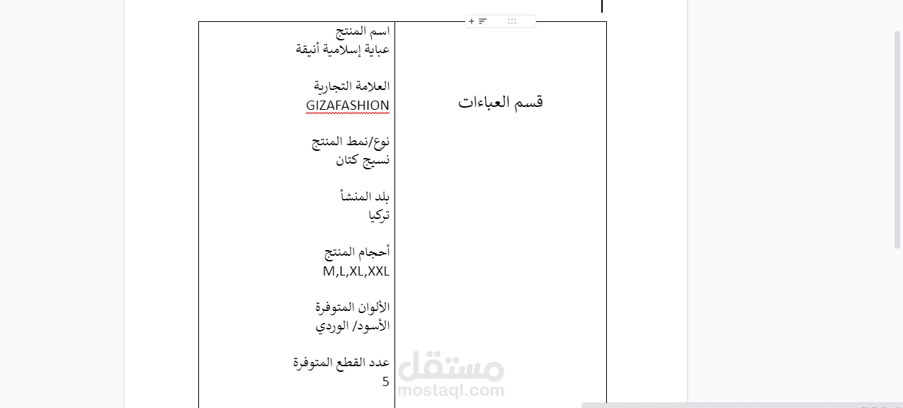 وصف منتجات (ملابس، اكسسوارات، منتجات طبية، منتجات يدوية، جميع الانواع )