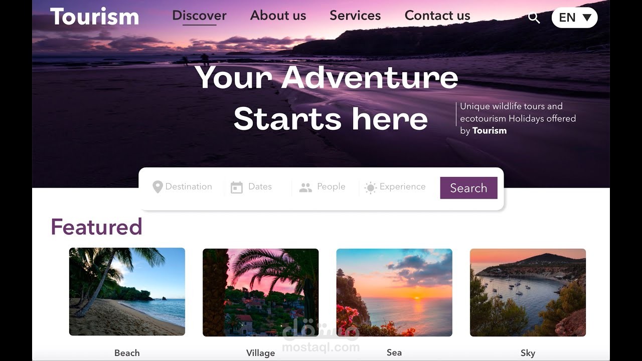 تصميم واجهة موقع سياحي UI/UX