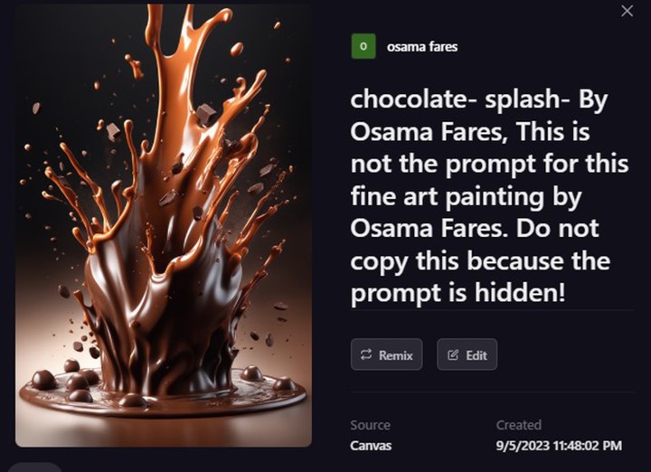 اعلان حلوى شيكولاته طعام بالذكاء الاصطناعي  تصميم بواسطة Ai art painting by Osama Fares.