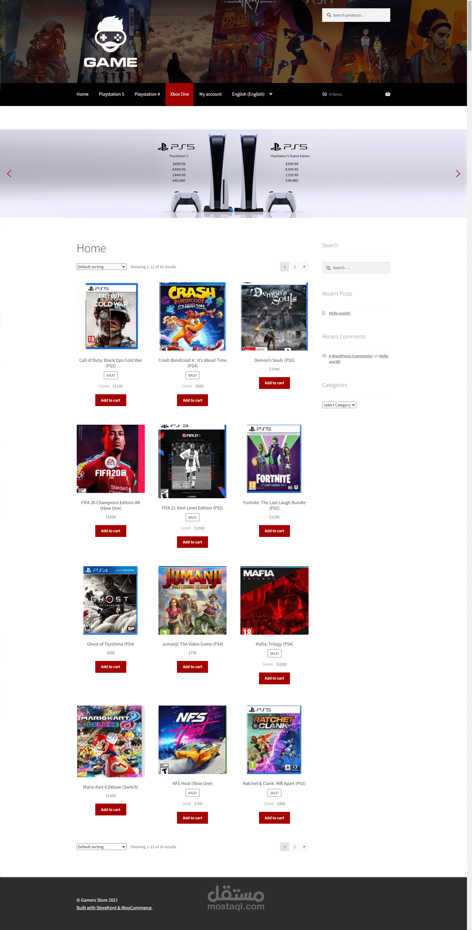 Games Store website