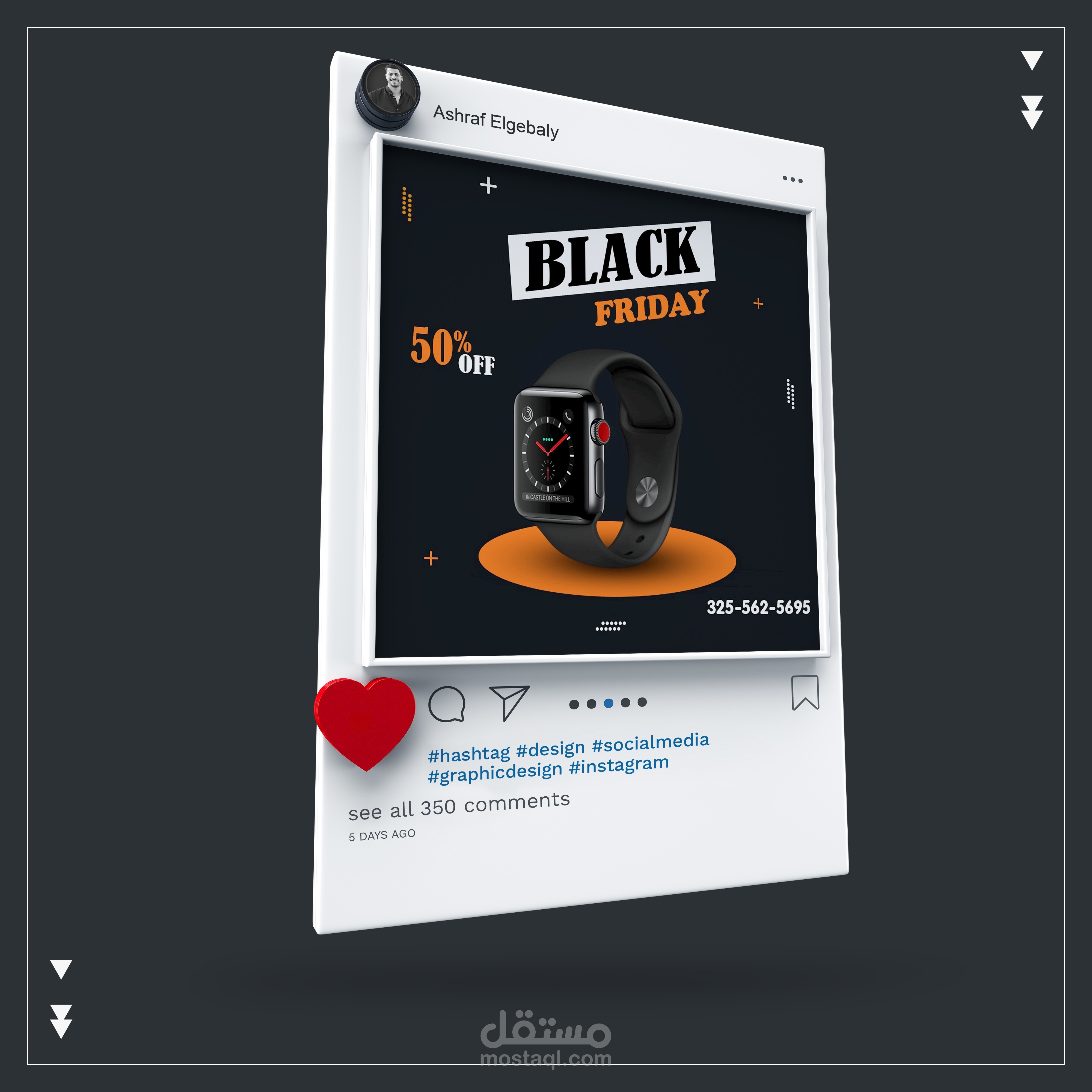 تصميم منشور سوشيال ميديا لساعة ذكية (Smart Watch)