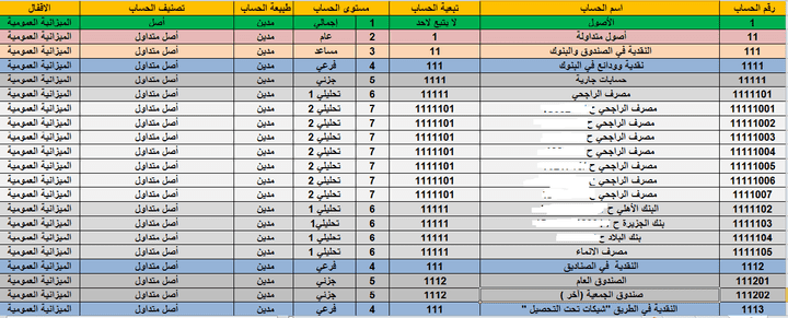 تأسيس شجرة حسابات