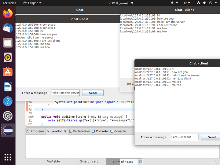 Java chat program with java socket with multi threading server