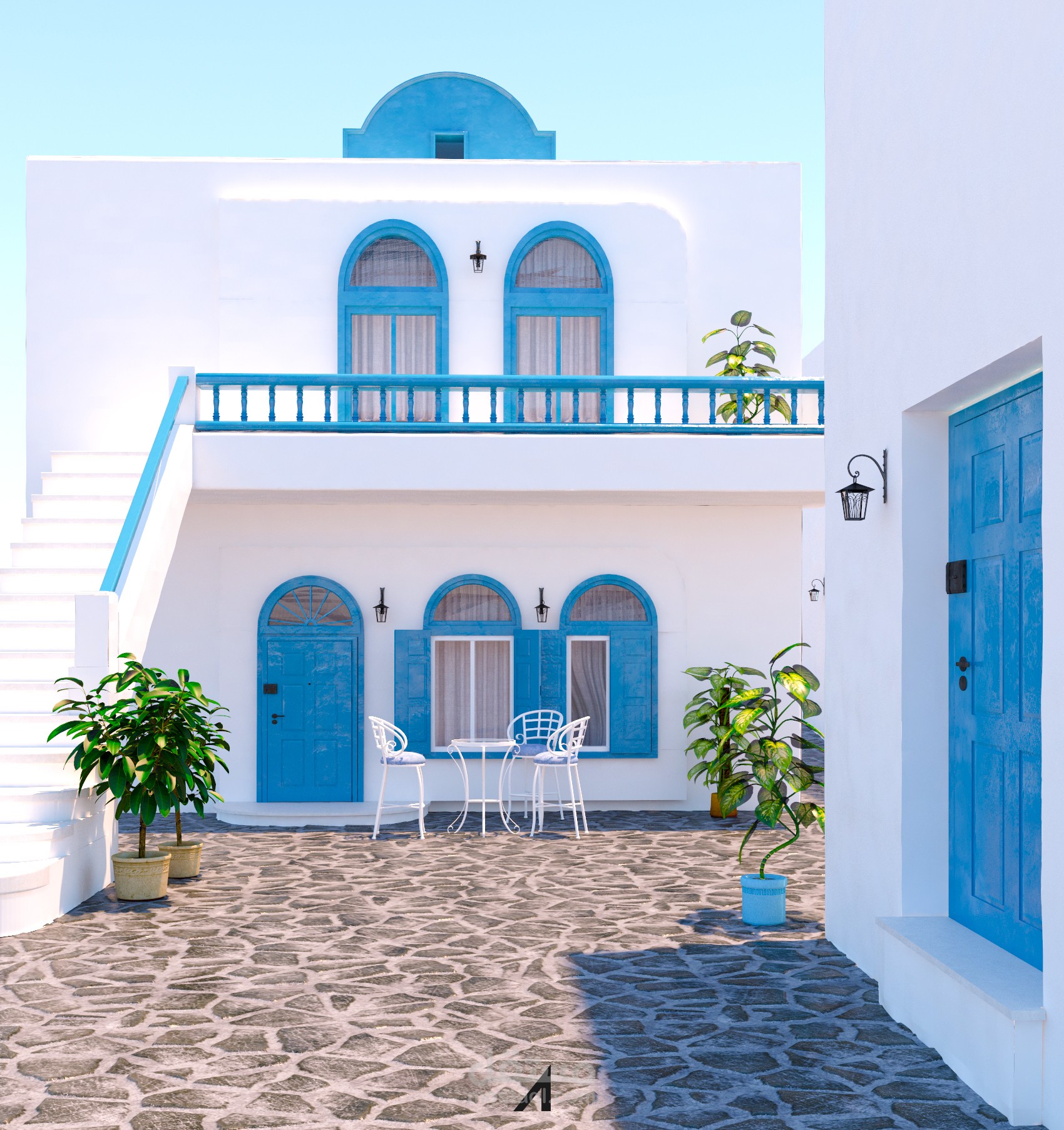 Santorini home exterior design مستقل