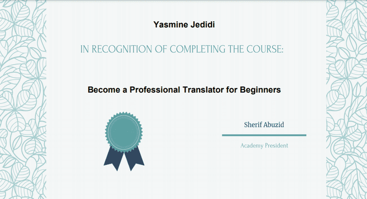شهادة Become a Professional Translator for Beginners