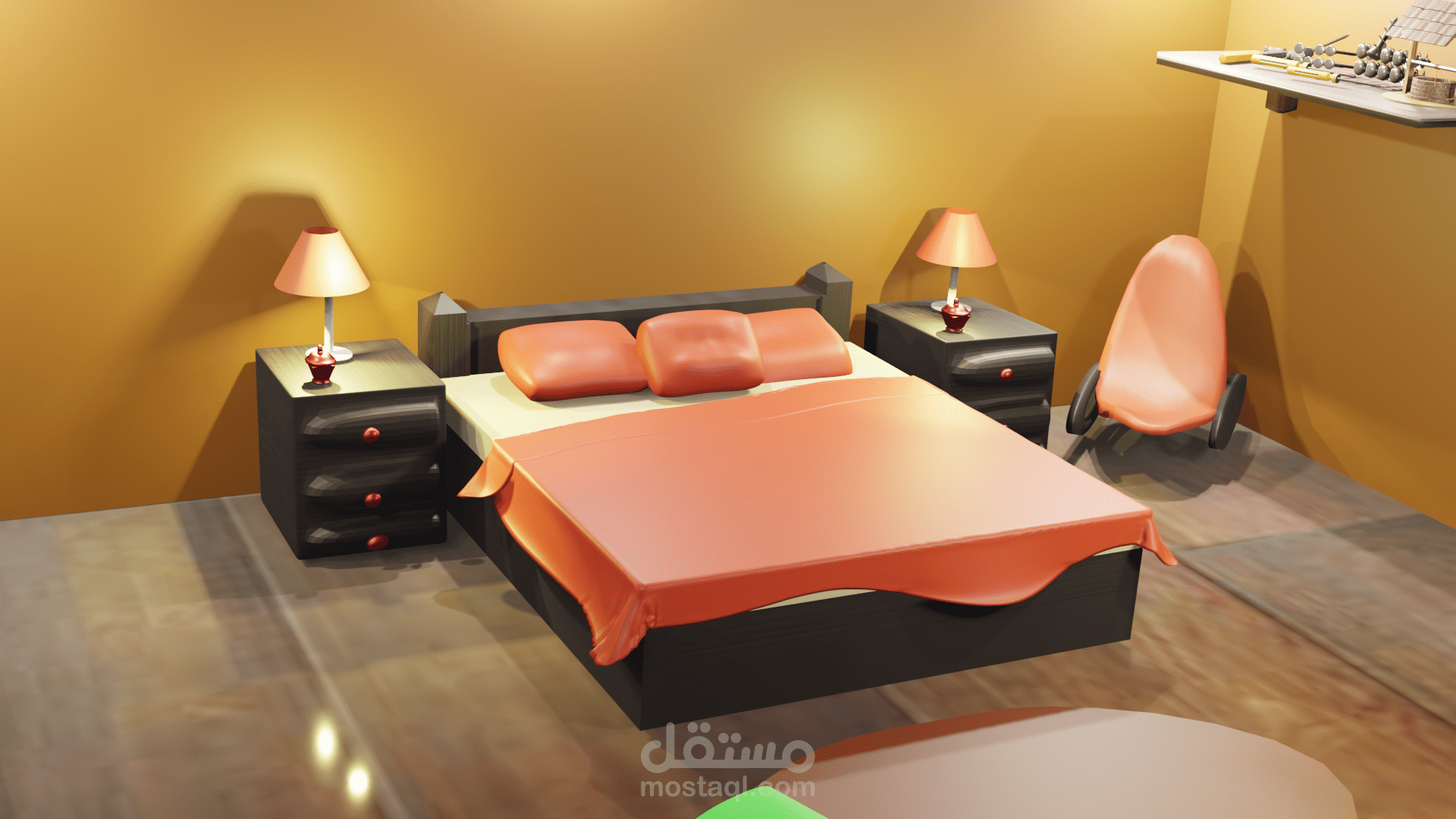 تصميم غرفة نوم  3d  blender