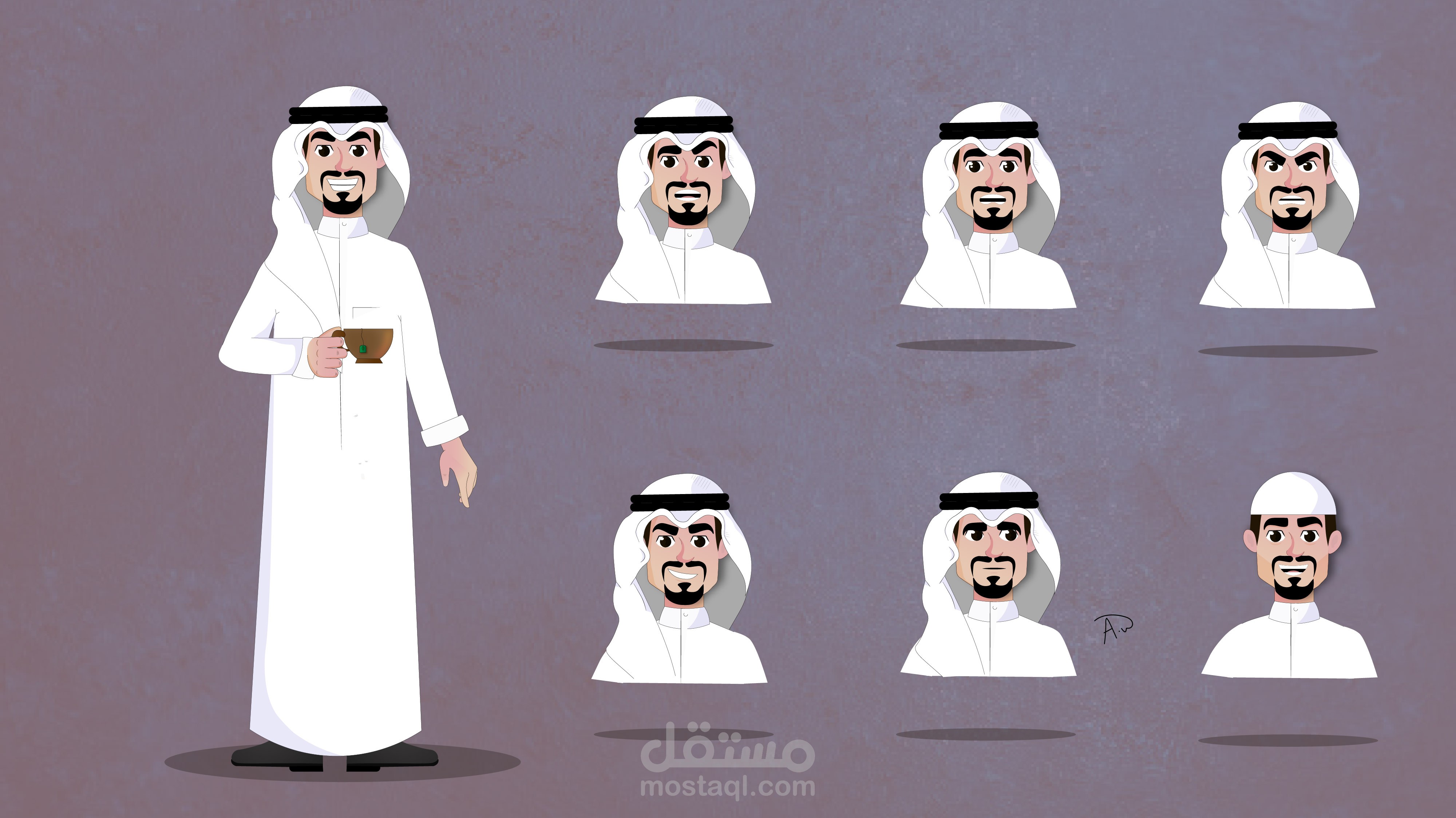 رسم شخصية رجل سعودي  مستقل