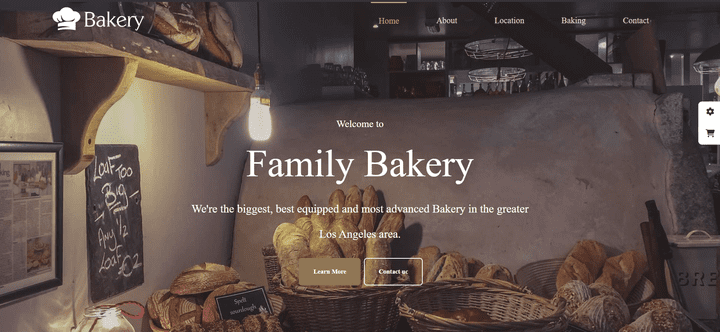 Website for a bakery shop