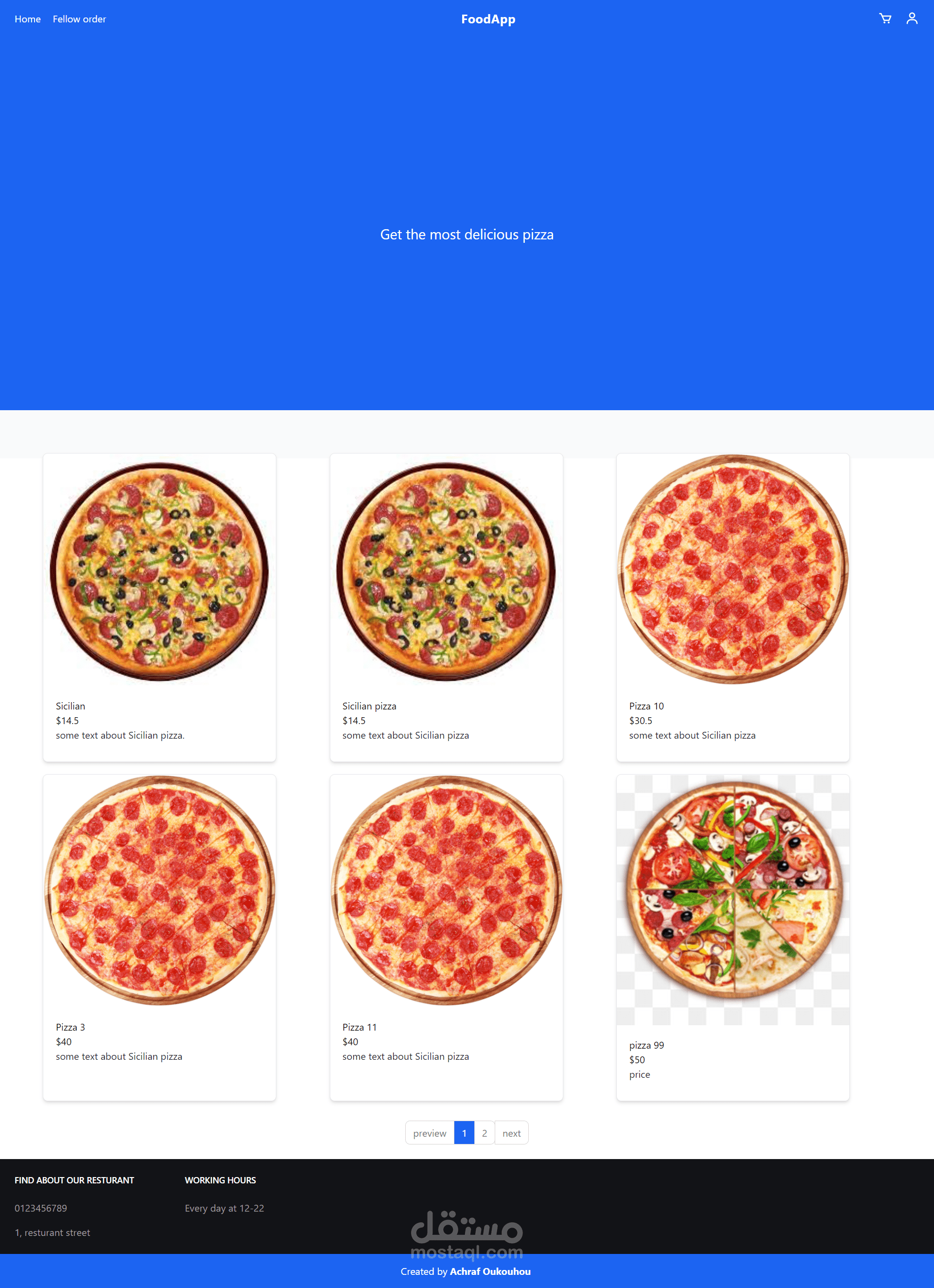 Food ordring web application