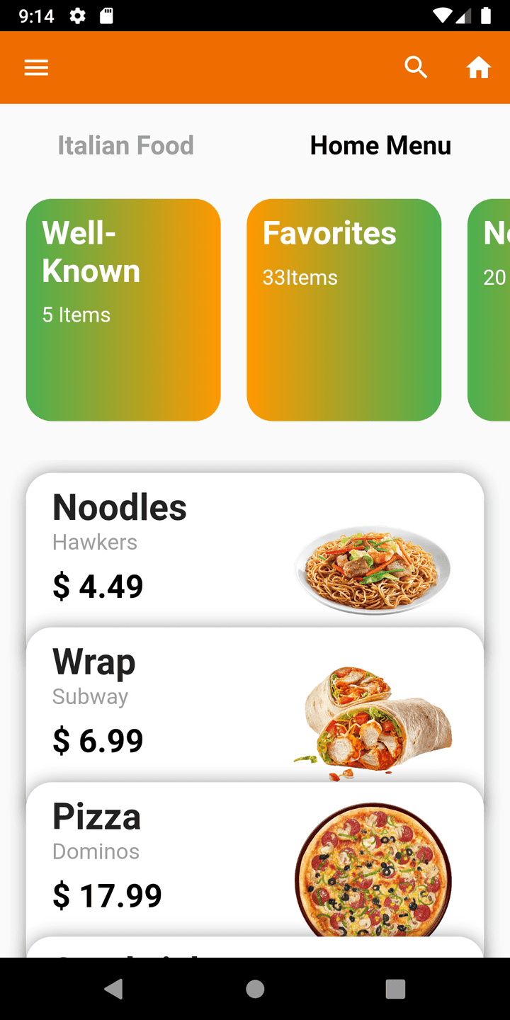 Food UI design