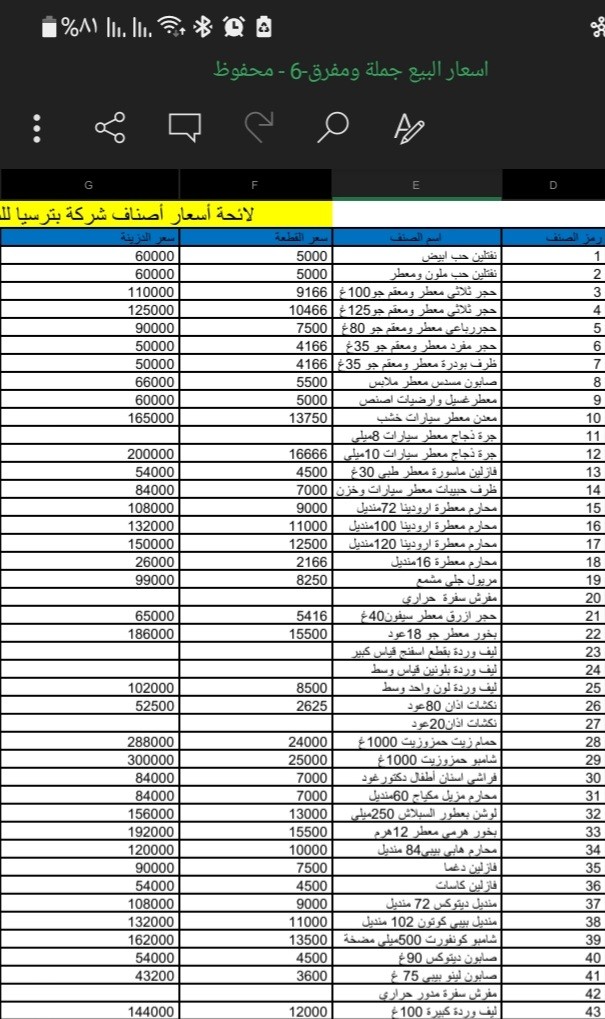 ادخال بيانات على الاكسل