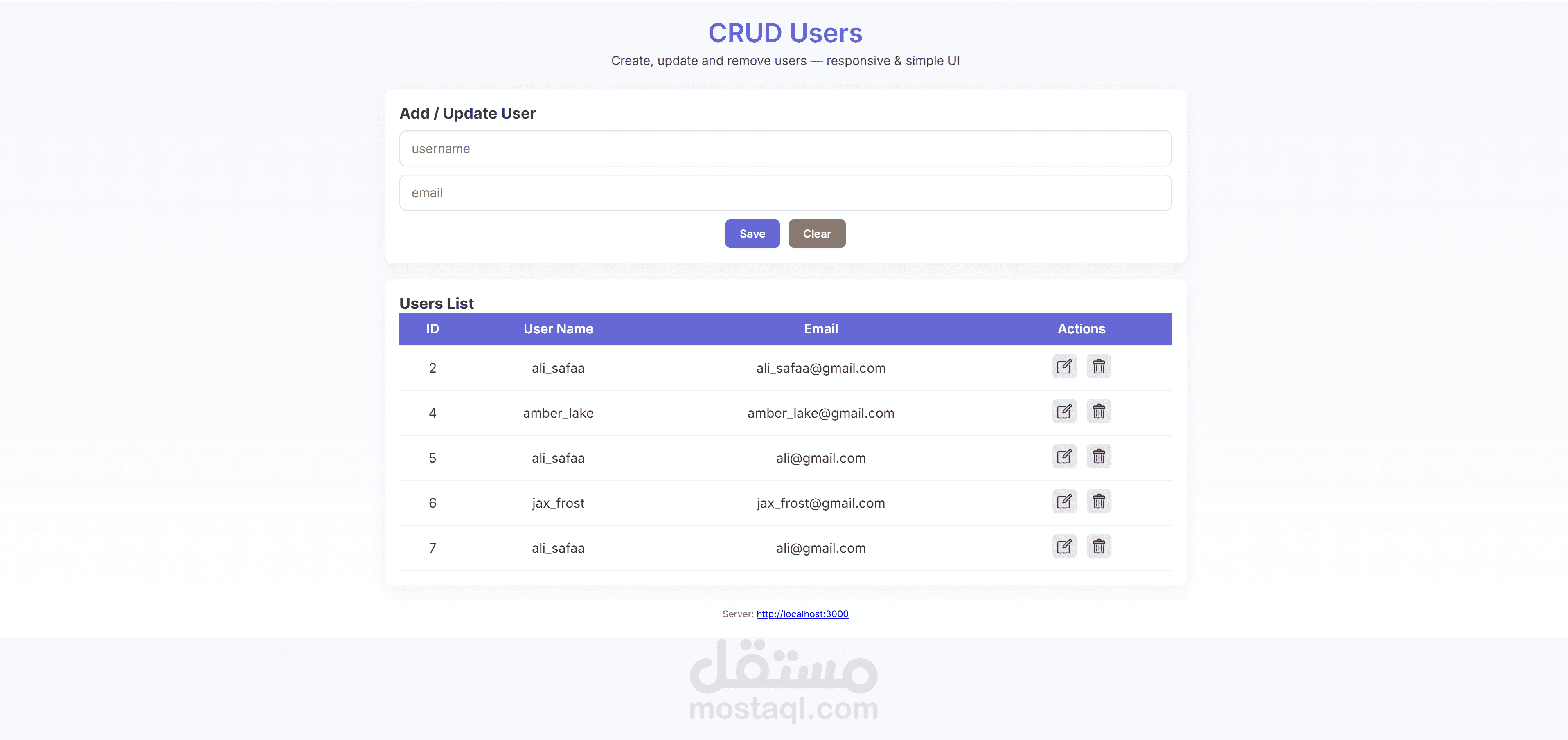 نظام كامل CRUD