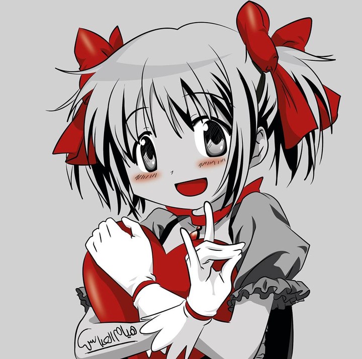 Anime Girl with Red Ribbons