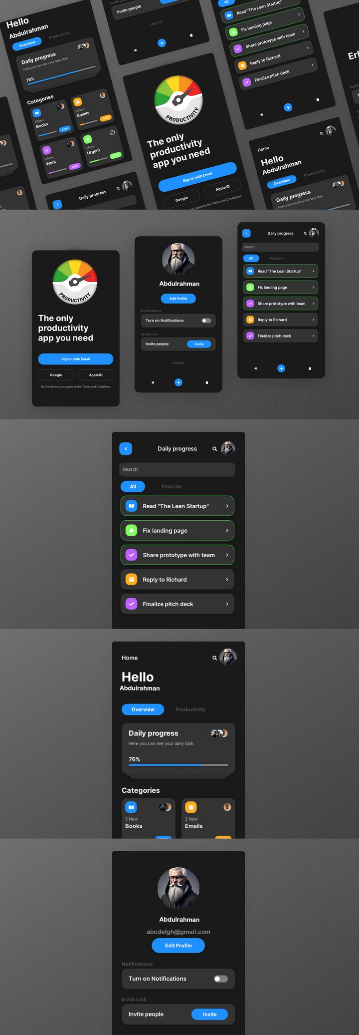 Productive App UI/UX