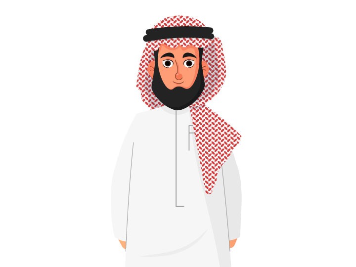 رسم شخصية كرتونية لرجل سعودي