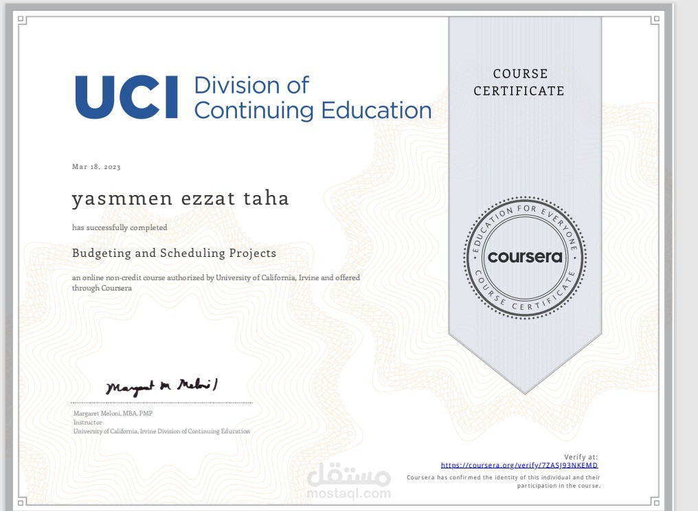 ️ Certification in Budgeting and Project Scheduling – University of California, Irvine (UCI)