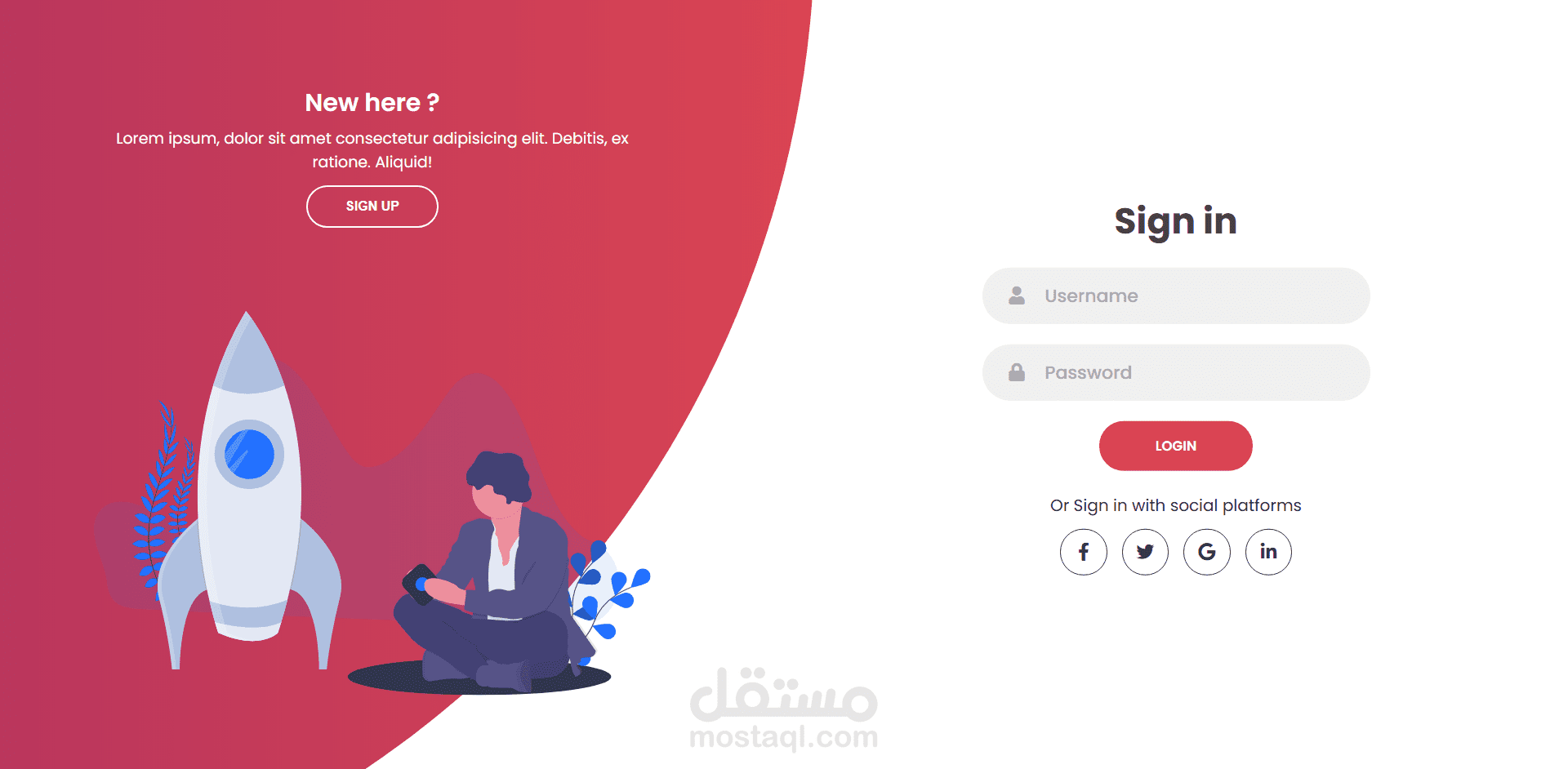 Login Landing Page With Backend مستقل