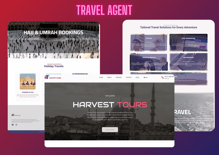 موقع تعريفي لشركة سياحة و حج و عمرة - شركة Harvest Tours