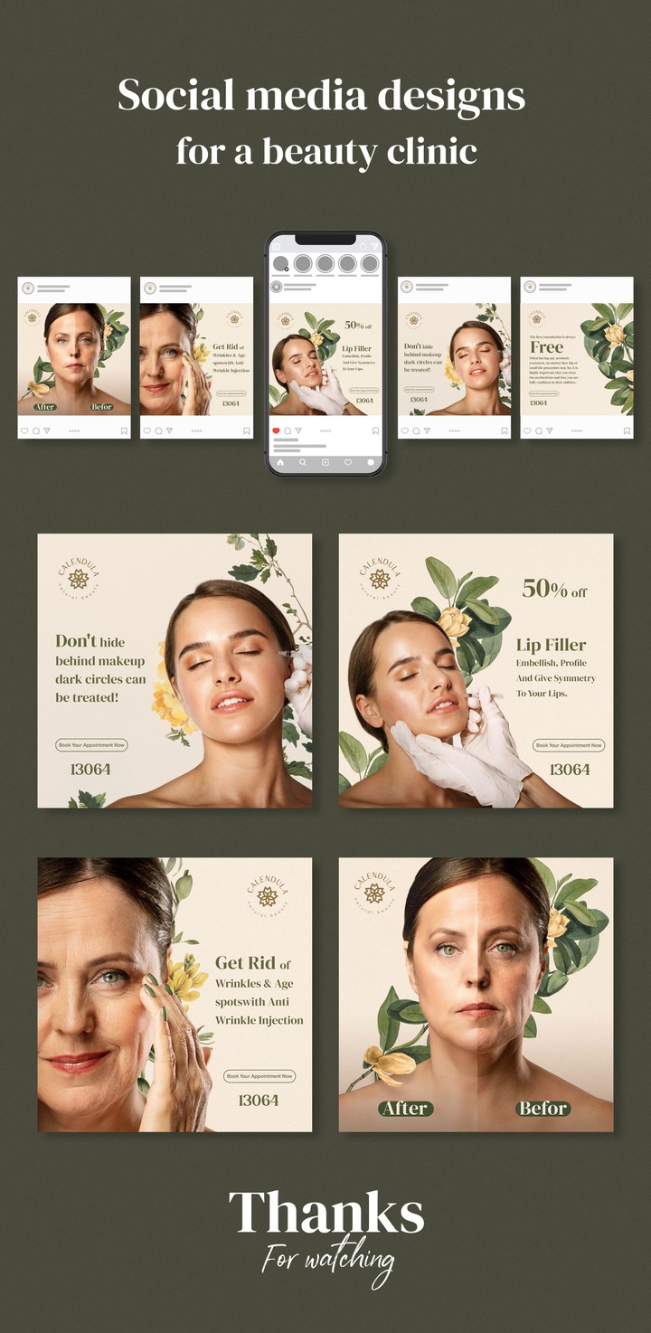 Social media designs  for a beauty clinic