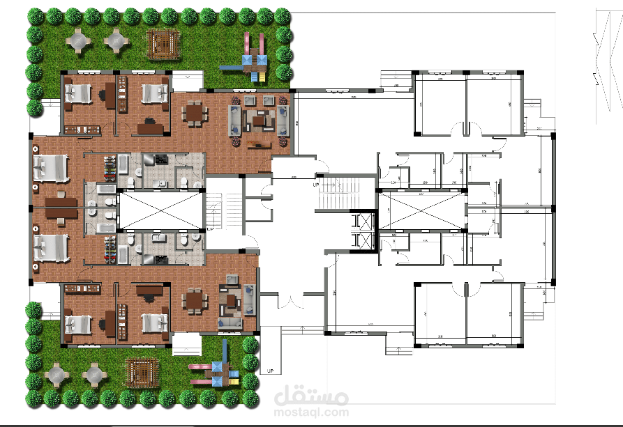 تصميم مبنى سكني ارضي+ 7 ادوار متكررة