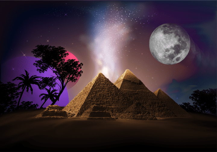 Manipulation of pyramids graphic artwork