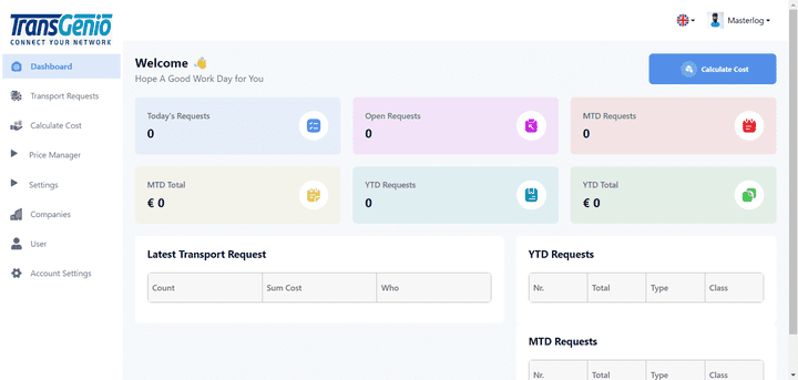 TransGenio Dashboard لوحة تحكم