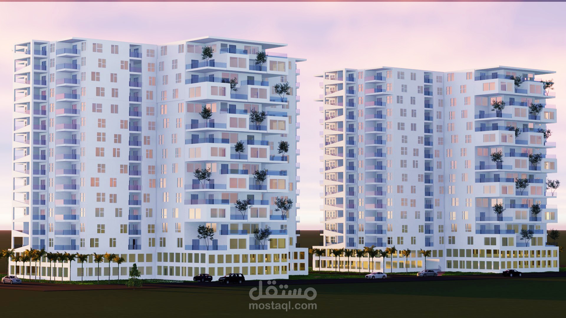 تصميم معماري لبرج سكني كامل