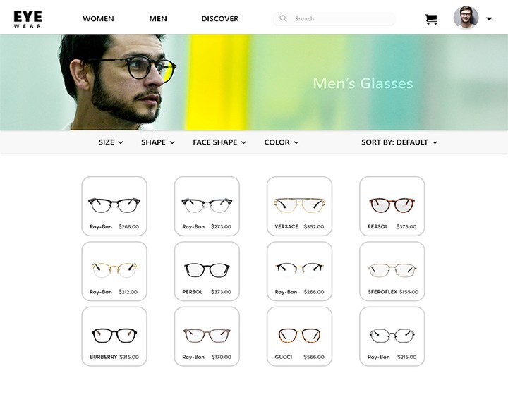 تصميم واجهة موقع خاص بالنظارات