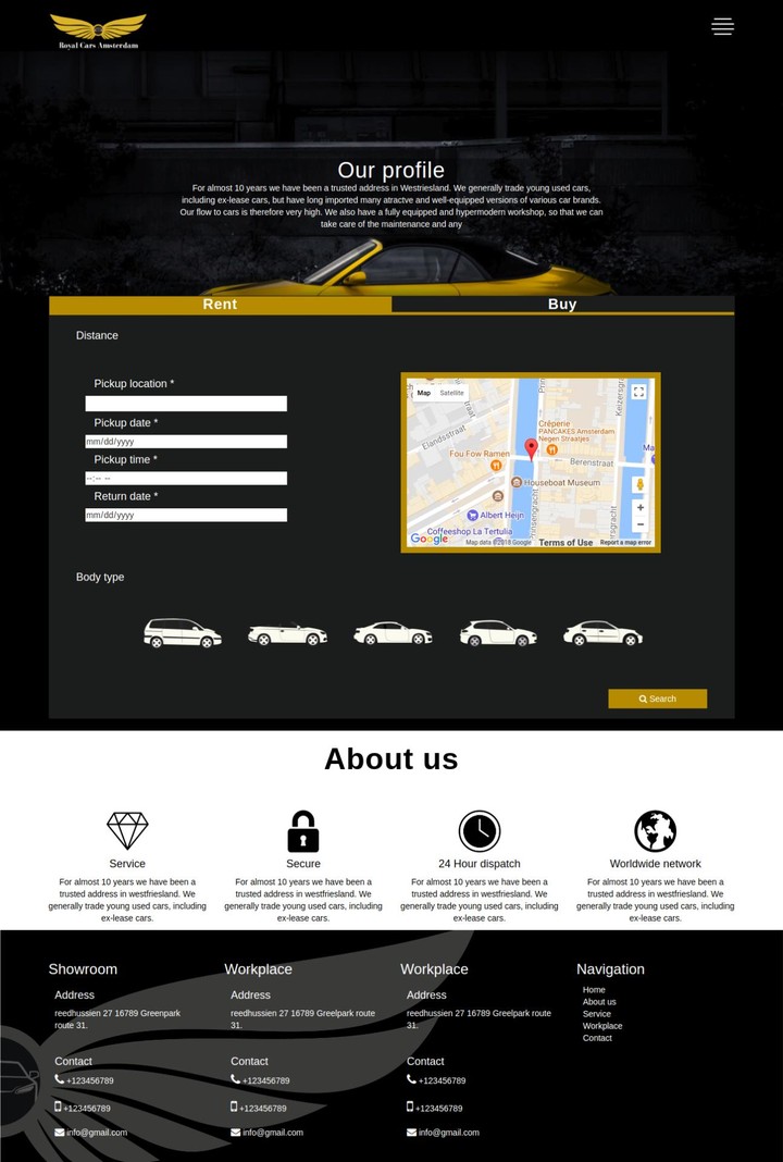 Royal Cars website