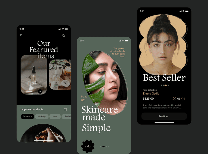 Skincare app design