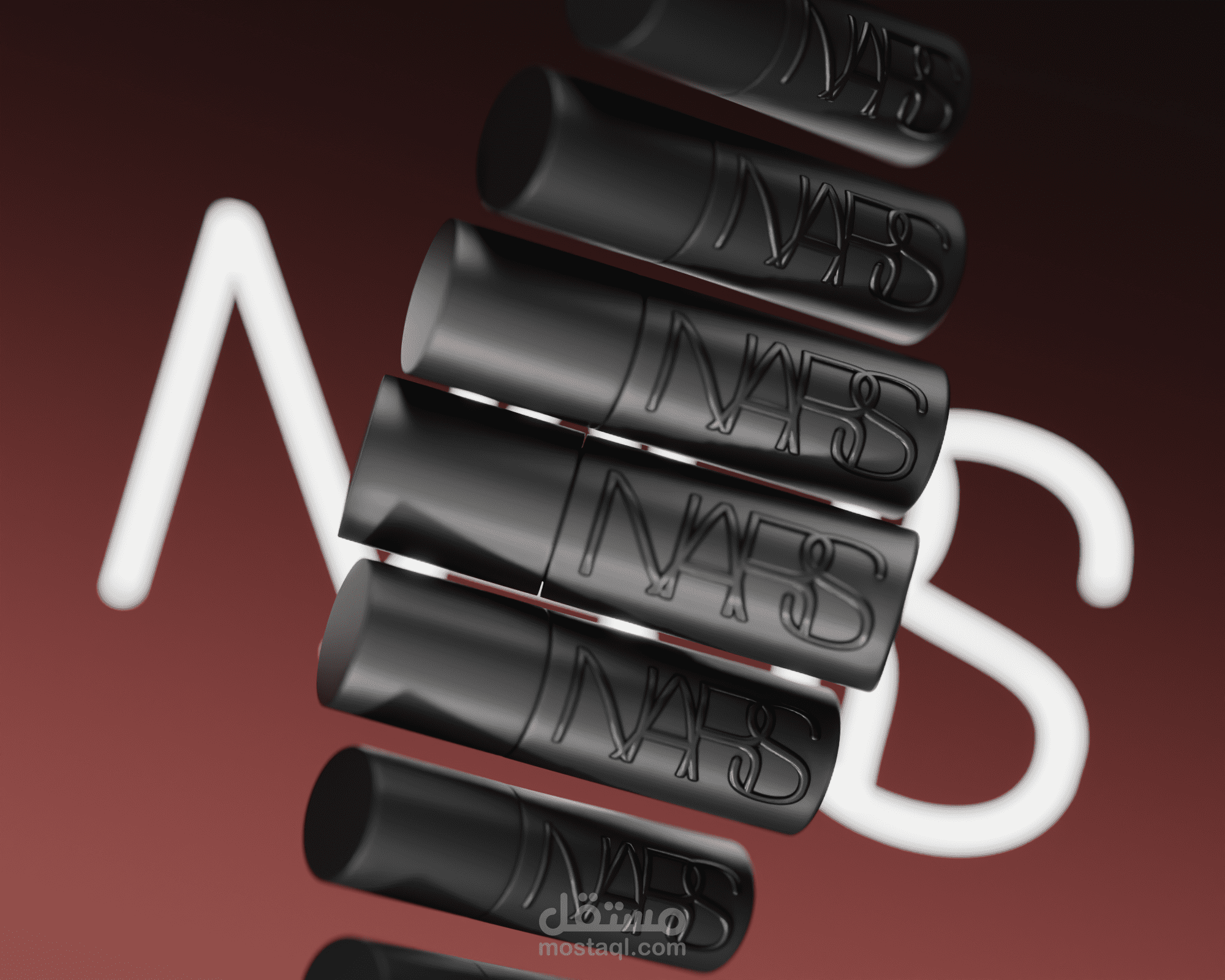 تصميم إعلان ثلاثي الأبعاد لمنتج Lipstick من NARS