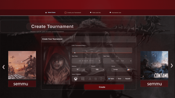 website for tournament games